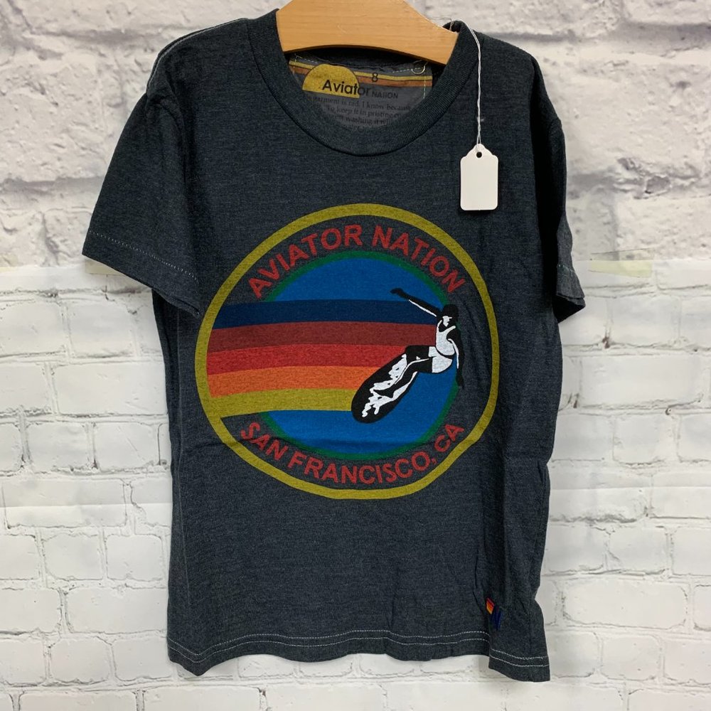 NWT Aviator Nation San Francisco Logo Tee in Charcoal